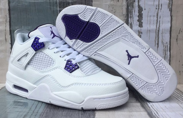 Women Air Jordan 4 Cement Court Purple